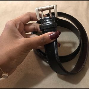 PRADA — Black glossy Leather • Classic double hole